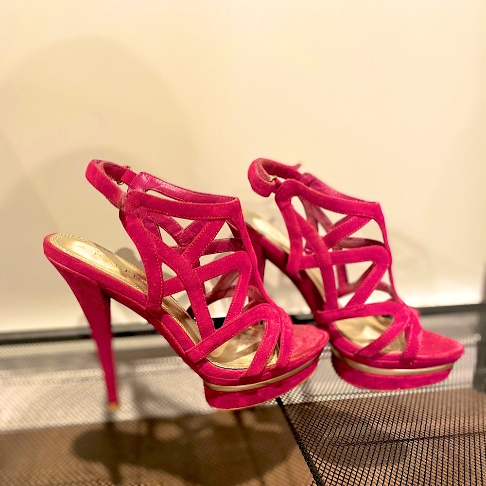 Bakers Magenta Strappy Platform Heels
